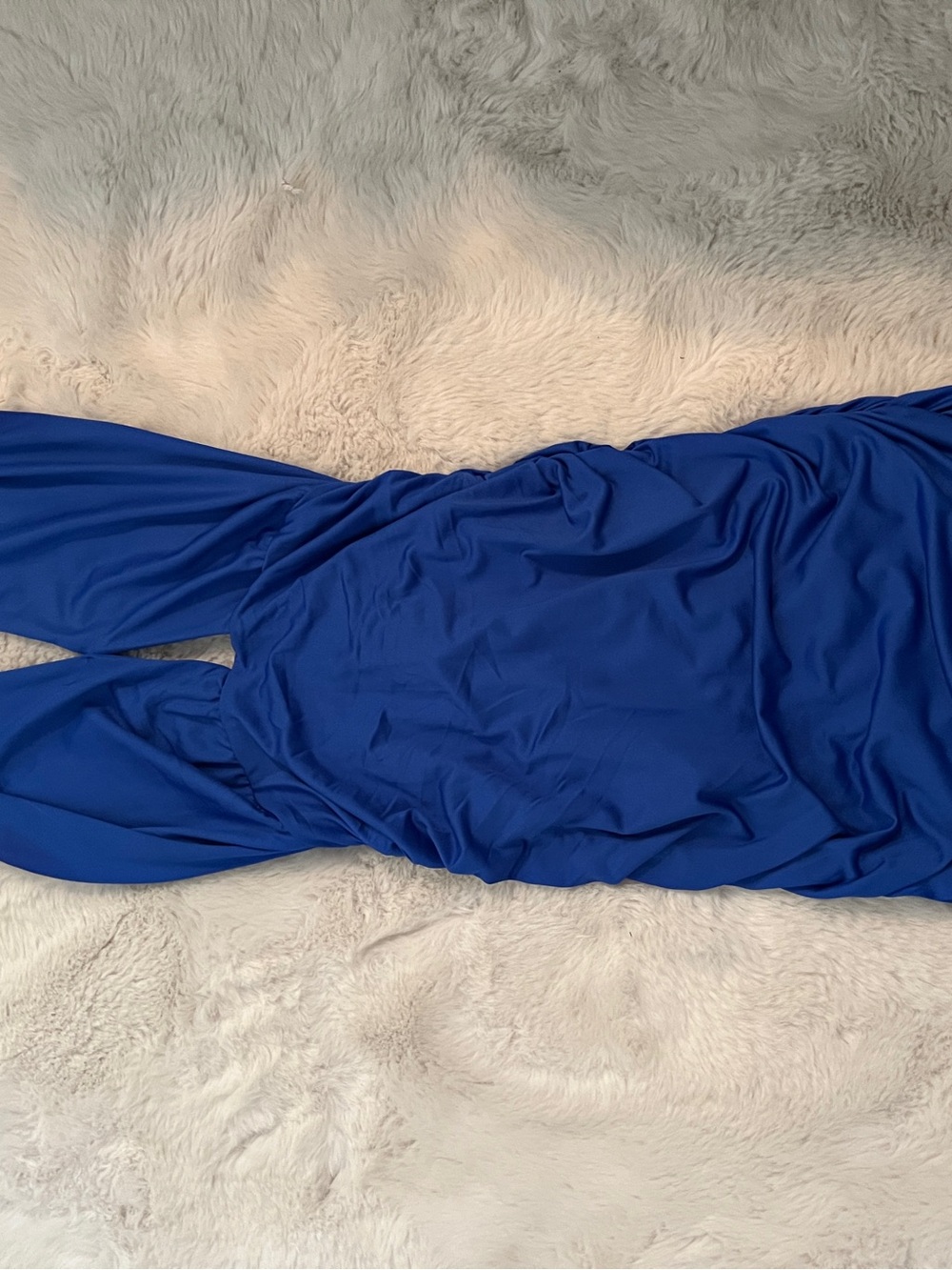 Almost Famous Cobalt Blue Ruched Halter Dress